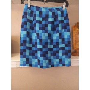 Via Seta Collection Womens Geometric Lined Silk Short Skirt‎ Size 4P